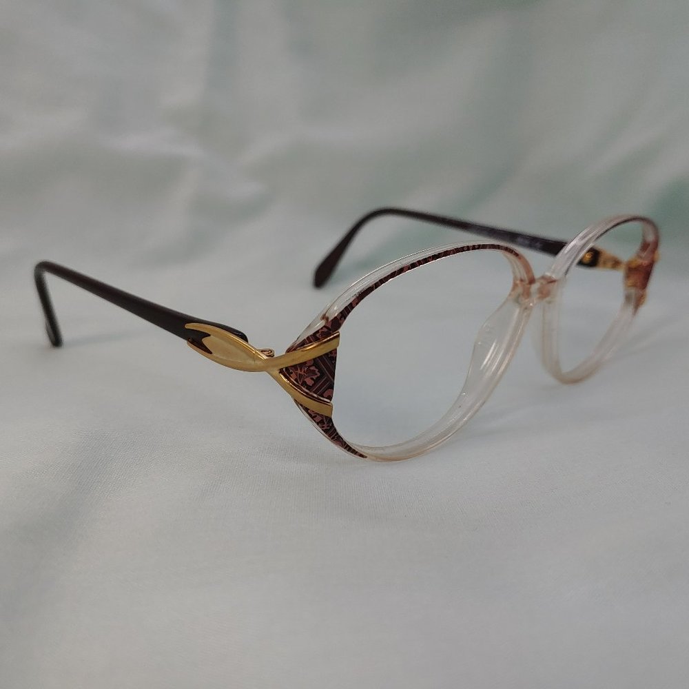 Vintage SILHOUETTE Eyeglass Frames M1883 Burgundy Pink Gold Full Plastic Rim